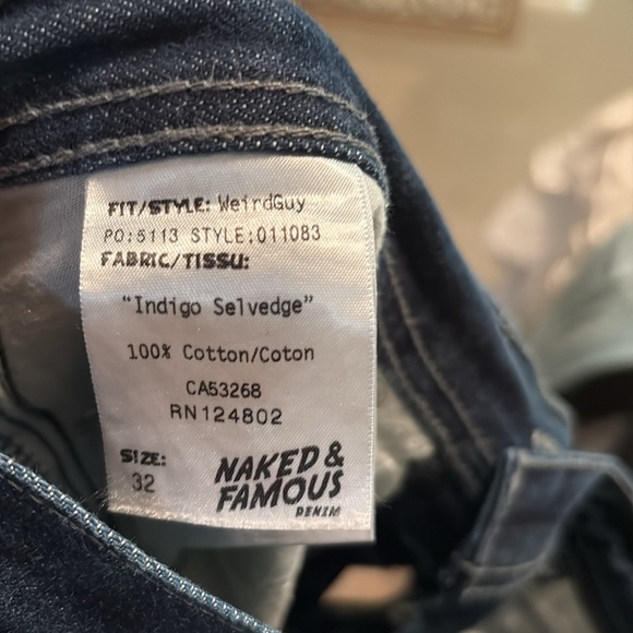 Naked & Famous Selvedge Jeans Mens 32 Weird Guy Cotton Dark Wash Indigo - Picture 7 of 7